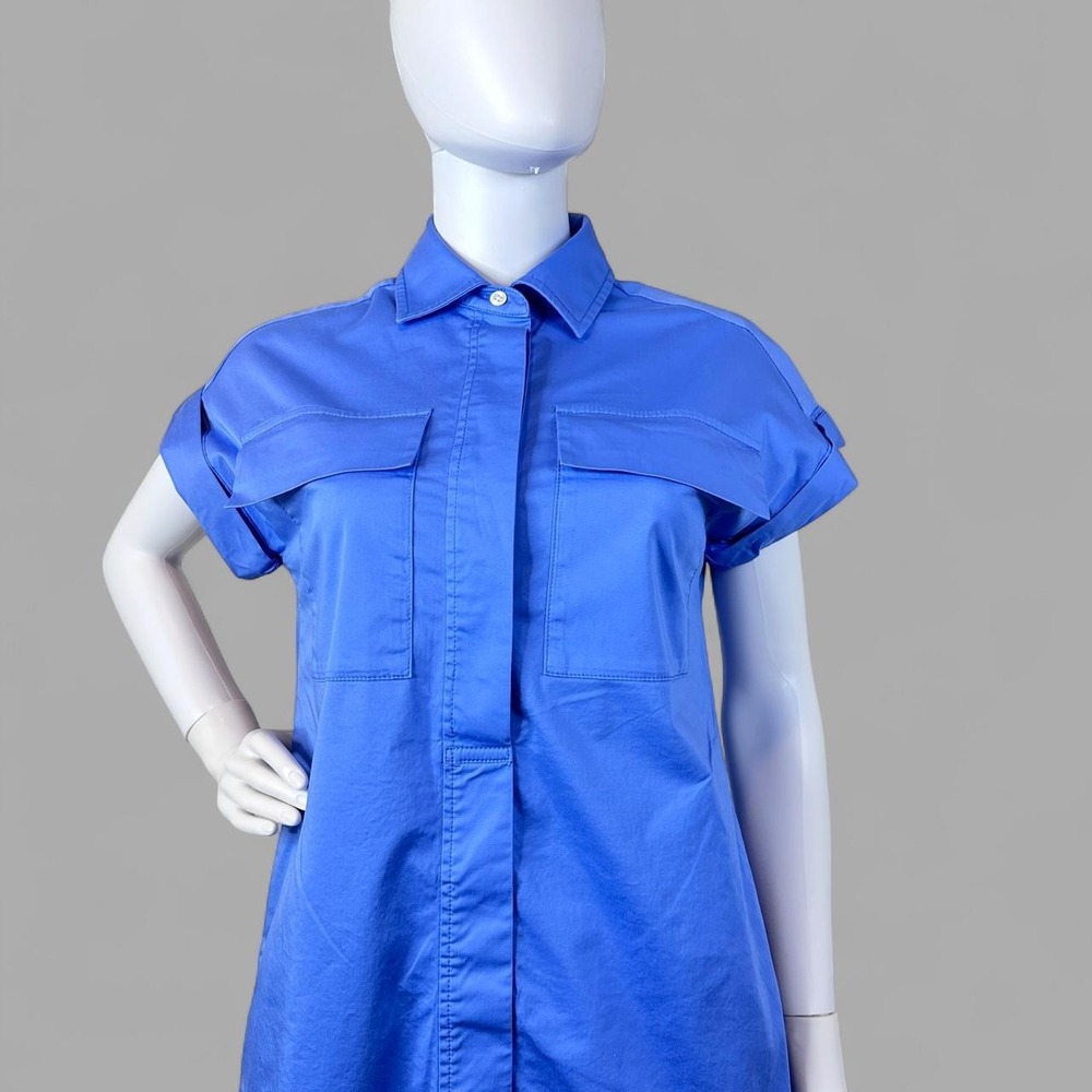 Banana‎ Republic Blue Shirt Dress Petite XS Utility Mini Cotton Stretch - Picture 4 of 8